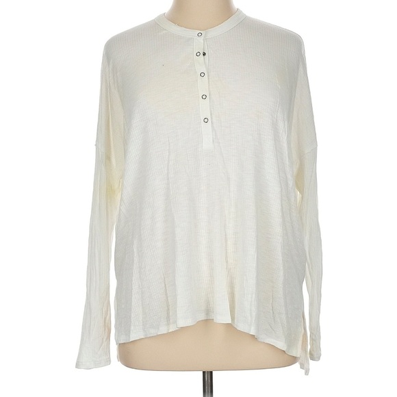 Aerie Cream Buttoned Polo Blouse - Picture 1 of 4